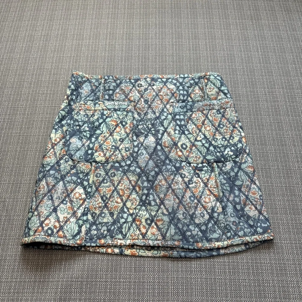 New Free People Darla Mini Skirt size 0 Tapestry Quilted Blue Floral Patchwork